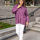 NATALINI Льняная Рубашка  oversize с вышивкой Мандала фиолет меланж. Блузки. NATALINI. Ярмарка Мастеров.  Фото №4
