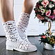 White Summer Women's Ankle Boots Openwork Cotton. Ankle boot. MadameBoots. Online shopping on My Livemaster.  Фото №2