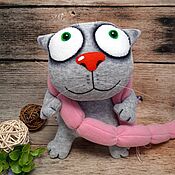 Куклы и игрушки handmade. Livemaster - original item Grey cat with sausages. Handmade.