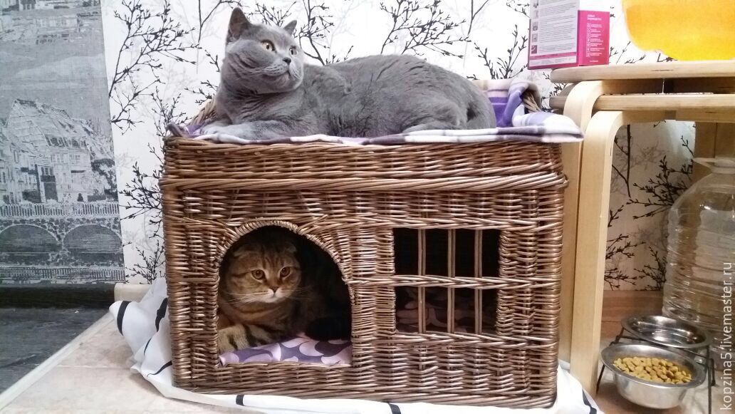 Плетеные домики и лежаки для кошек