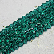 Материалы для творчества handmade. Livemaster - original item Biconuses 3 mm 60 pcs on a string Green emerald. Handmade.