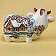 Cow Burenka Winter piggy bank. Symbol of 2021. Piggy Bank. Veselyj farfor. My Livemaster. Фото №6