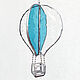 Воздушный шар, Интерьерная подвеска из стекла, голубой. Подвески. Витражи Насти Зайцевой (zaytsevaglass). Ярмарка Мастеров.  Фото №5