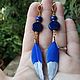 Earrings with Lapis lazuli and feathers - blue BIRD. Earrings. arisha-jewerly (arisha-jewerly). Online shopping on My Livemaster.  Фото №2