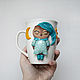 Sleepy owl. Decor on a mug of polymer clay, Mugs and cups, Krasnodar,  Фото №1
