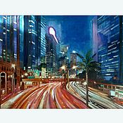Картины и панно handmade. Livemaster - original item Painting City Megapolis Night City Southern City interior painting. Handmade.