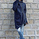 Заказать Пальто Navy Asymmetric Hoodded на подкладе. MILENA (aakasha). Ярмарка Мастеров. . Пальто Фото №3