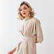 Beige Ivory wool silhouette dress, woolen in the office fitted. Dresses. mozaika-rus. My Livemaster. Фото №5
