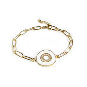 Украшения handmade. Livemaster - original item Chain bracelet with enameled pendant, cubic zirconia bracelet. Handmade.