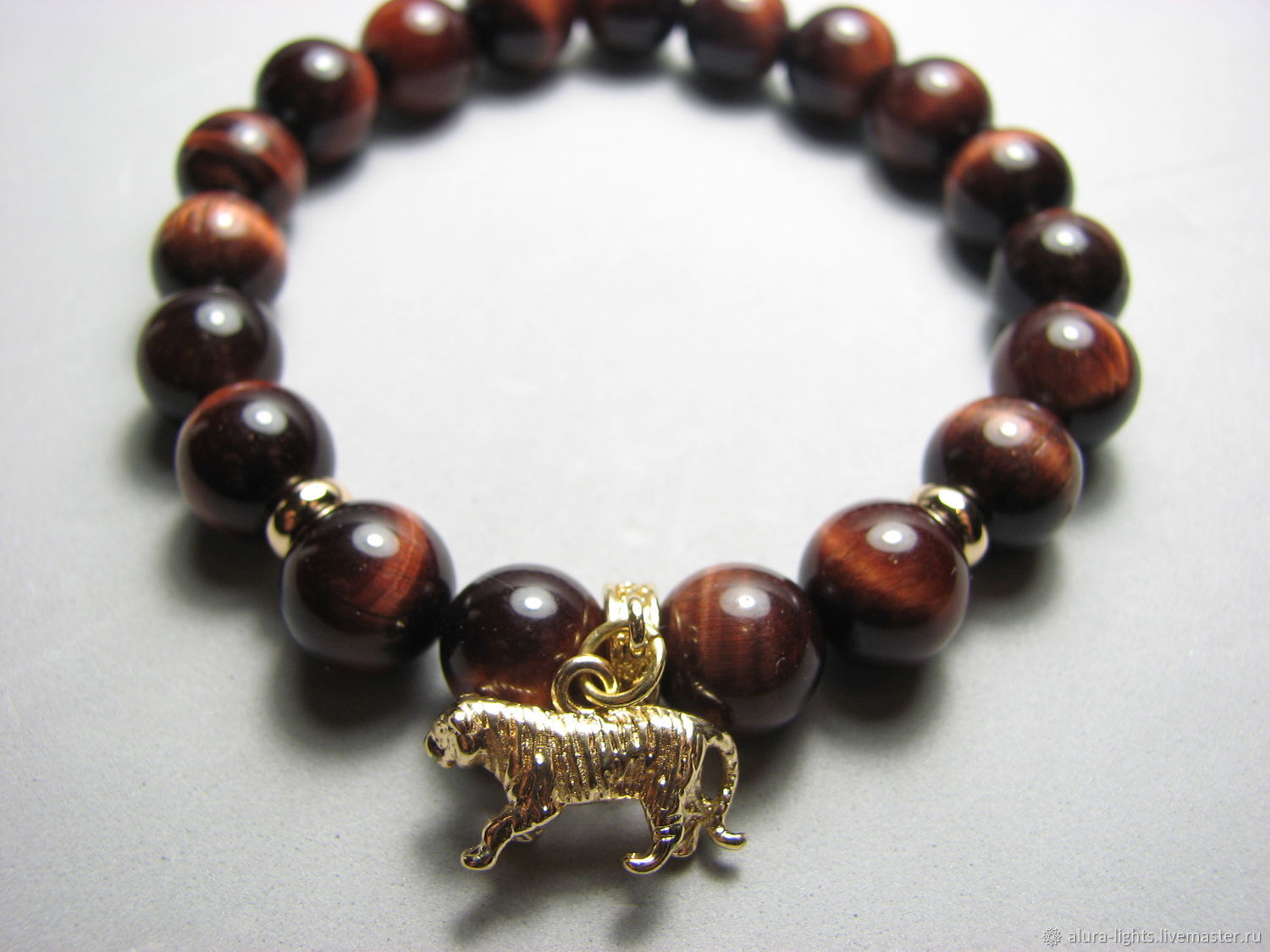 Golden Tiger Bull's-eye Bracelet', Bead bracelet, Moscow,  Фото №1