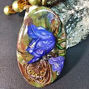Украшения handmade. Livemaster - original item Pendant with lacquer miniature Butterfly and bell jewelry painting. Handmade.