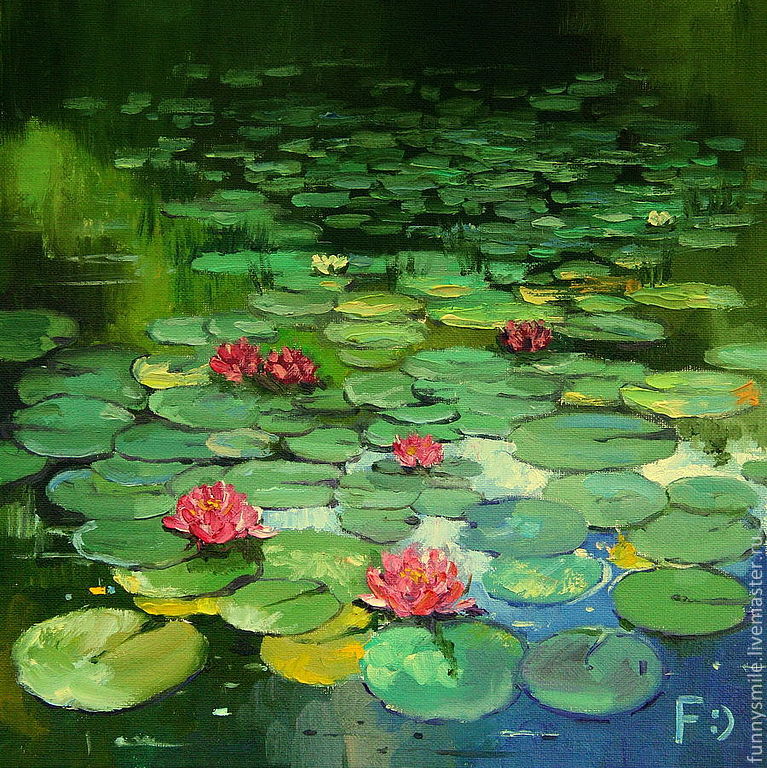 Oil painting on canvas. A pond with water lilies, Pictures, Moscow,  Фото №1