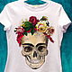 Frida skull t-shirt with flower wreath Frida Kahlo, T-shirts, St. Petersburg,  Фото №1