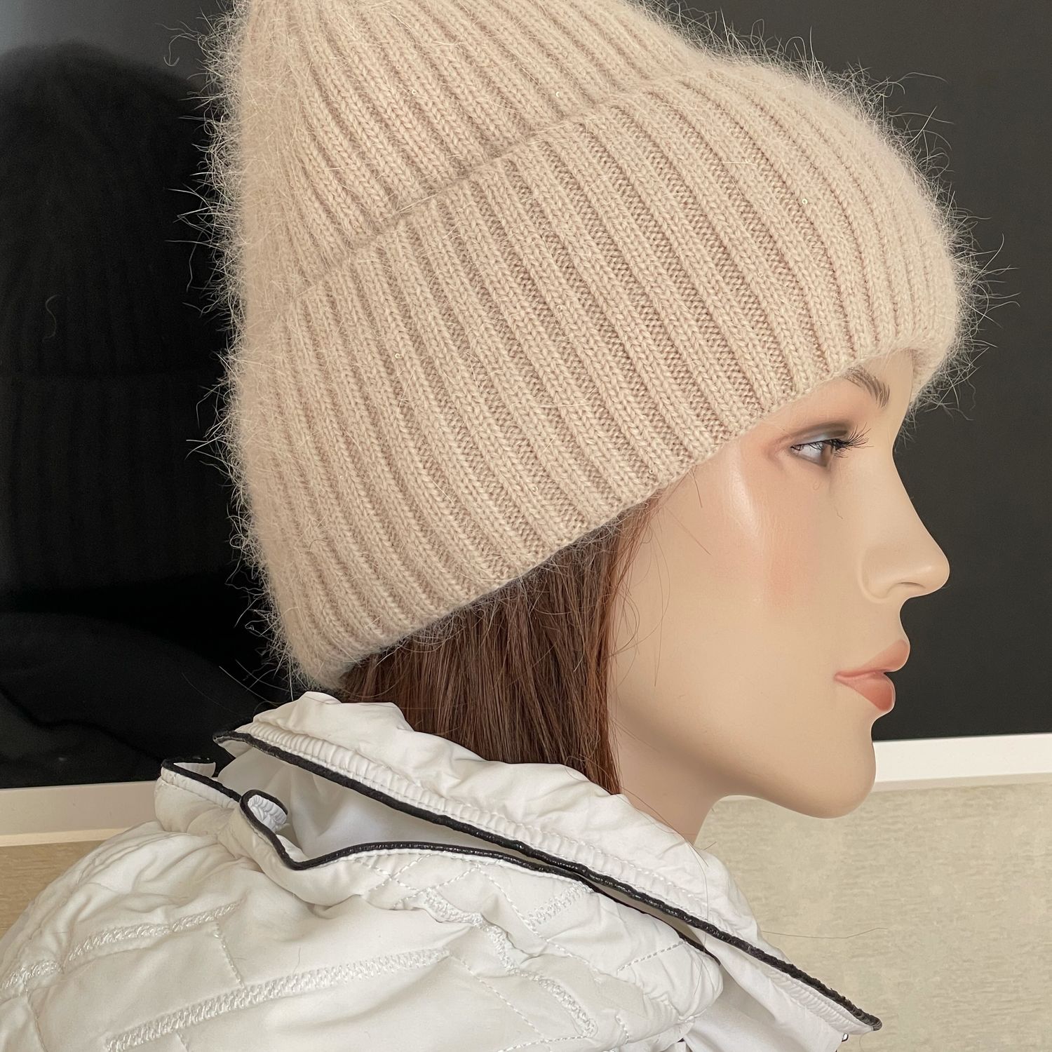Двойная шапка с отворотом. Вязание спицами. Warm winter hat. Knitting