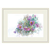 Watercolour, painting watercolors. Flowers. A bouquet of lilacs