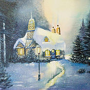 Картины и панно handmade. Livemaster - original item Painting Fairy tale house in the winter forest Oil painting. Handmade.