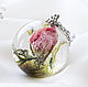 Прозрачный шар с розовой геранью и мхом из ювелирной смолы. Кулон-шар, Кулон, Самара,  Фото №1