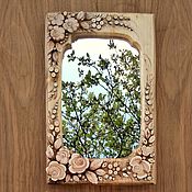 Зеркало со спилами можжевельника "Капельки росы"