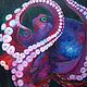 Картина осьминог Квадратная фиолетовая картина на холсте 30х30 см
