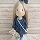 Текстильная кукла. Платье в горох. Тыквоголовка. Vera's dolls. Ярмарка Мастеров.  Фото №5