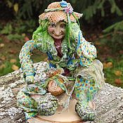 Куклы и игрушки handmade. Livemaster - original item The doll under the Christmas tree: Marsh Kikimora on a stump.. Handmade.