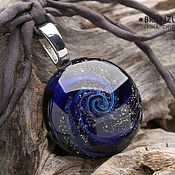 Украшения handmade. Livemaster - original item Blue galaxy - pendant - space stars galaxy - glass cabochon lampwork. Handmade.