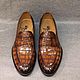 Men's loafers, crocodile leather, brown, Loafers, St. Petersburg,  Фото №1