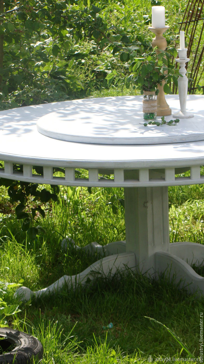 Стол с крутящейся столешницей из массива кедра Утренний прованс в ...