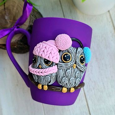Посуда ручной работы. Ярмарка Мастеров - ручная работа Совы на кружке. Handmade.