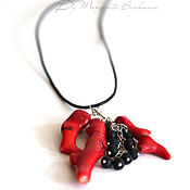 Украшения handmade. Livemaster - original item Pendant Coral reef pendant on a leather cord with coral red. Handmade.