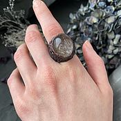 Украшения handmade. Livemaster - original item Copper ring with rutile quartz (volosatik) No. №5. Handmade.