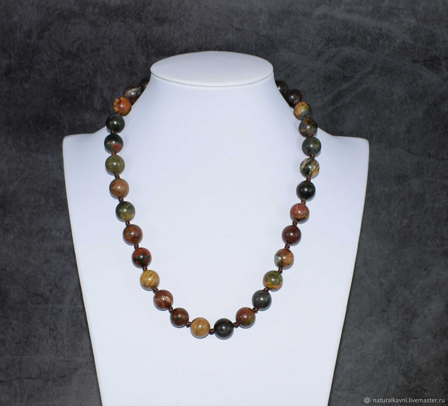 Бусы натуральный камень яшма "Пикассо" купить в интернет-магазине ...