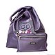 Order Bag with Owl Applique Purple Leather Bag Shopper T-shirt. BagsByKaterinaKlestova (kklestova). Livemaster. . Shopper Фото №3