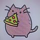 Дизайн машинной вышивки: "Кот с пиццей". Схемы машинной вышивки. Kittidesign Дизайны машинной вышивки. Интернет-магазин Ярмарка Мастеров.  Фото №2