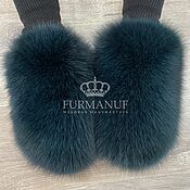 Аксессуары handmade. Livemaster - original item Mittens: Fur with emerald-colored fur. Handmade.