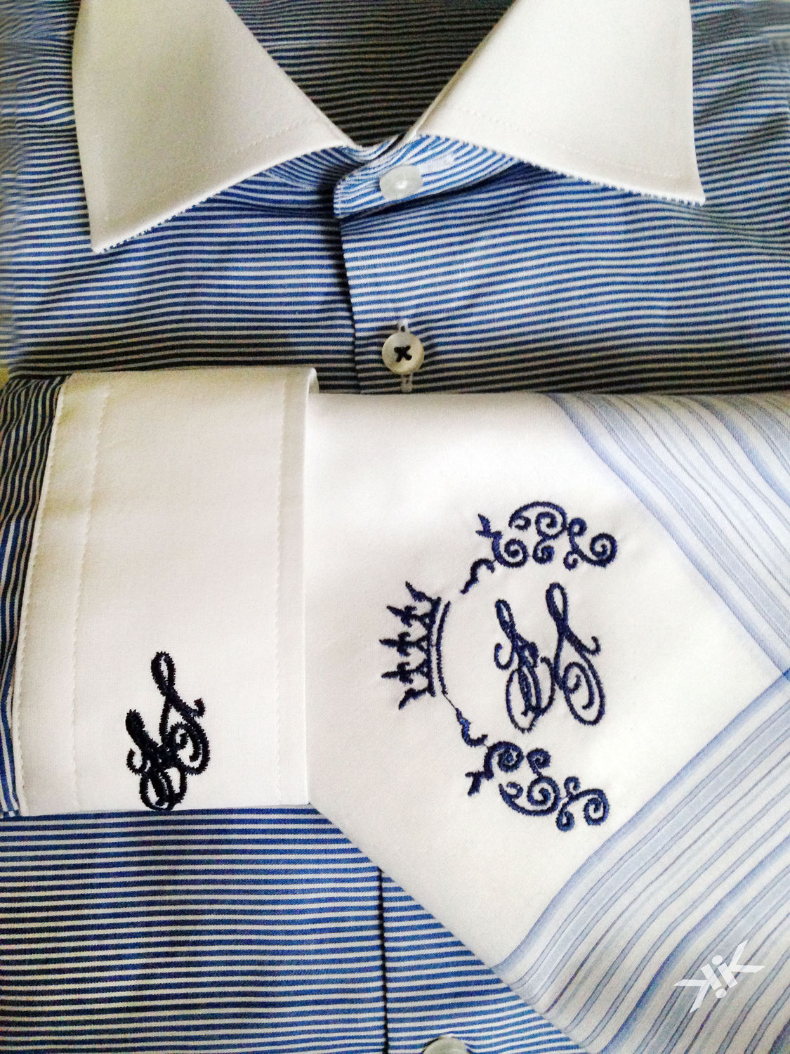 Embroidery of initials on mens shirt  monogram  shop online on