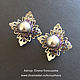 Clip-on earrings with silver Swarovski pearls and amethyst. Clip on earrings. Costume Jewellery by Elena K. Online shopping on My Livemaster.  Фото №2