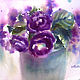 Картина Фиолетовые цветы акварелью.  Глоксиния, Картины, Барнаул,  Фото №1