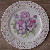 "Розовый клематис" фарфоровая тарелка
