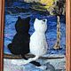 Картина из шерсти Что коты делают ночью. Картины. Светлана Антропова (maminyruki). Ярмарка Мастеров.  Фото №5