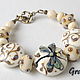 Bracelet with a dragonfly on white. Bead bracelet. Grafoli jewellery. Online shopping on My Livemaster.  Фото №2