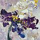 2 Paintings with irises. Textured volumetric irises in oil on canvas. Pictures. Zabaikalie. My Livemaster. Фото №6