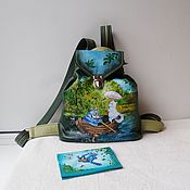 Сумки и аксессуары handmade. Livemaster - original item Leather backpack with custom-made painting for Victoria). Handmade.