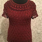 Одежда handmade. Livemaster - original item Women`s blouse of artificial silk crocheted. Handmade.
