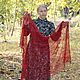 Handkerchief openwork ' Elizabeth' downy burgundy, Shawls1, Urjupinsk,  Фото №1