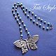 Колье с бирюзой и жемчугом ,,BUTTERFLY,,. Колье. Tati Style. Ярмарка Мастеров.  Фото №6