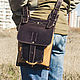 Leather and canvas crossbody bag, Men\'s bag, Volzhsky,  Фото №1
