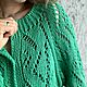 Кардиган зелёный женский ажурный из хлопка. Кардиганы. SWEETERЯNKA ручное вязание. Интернет-магазин Ярмарка Мастеров.  Фото №2