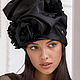 Turban hat hijab of black silk with roses, Turban, Moscow,  Фото №1