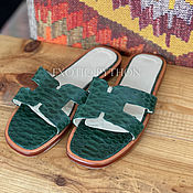 Обувь ручной работы handmade. Livemaster - original item Python genuine leather flip flops. Handmade.